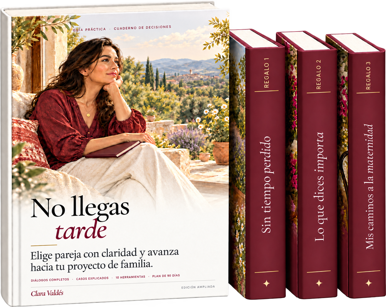 No llegas tarde con sus 3 regalos: Sin tiempo perdido, Lo que dices importa y Mis caminos a la maternidad