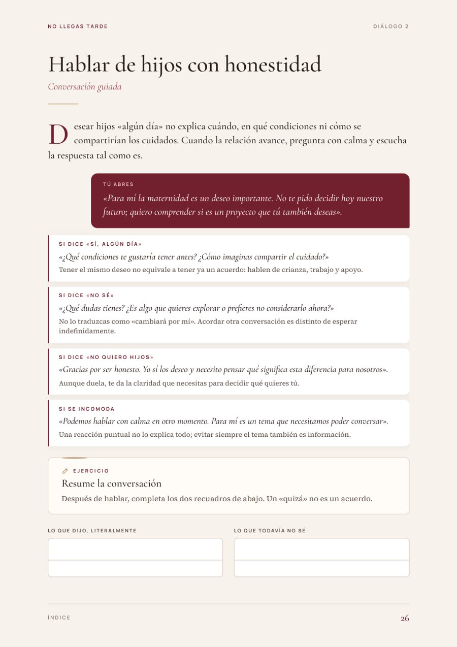 Página de diálogo Hablar de hijos