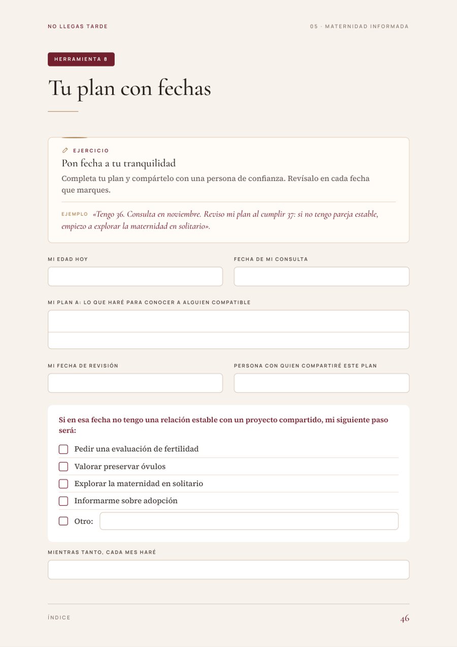 Página Tu plan con fechas